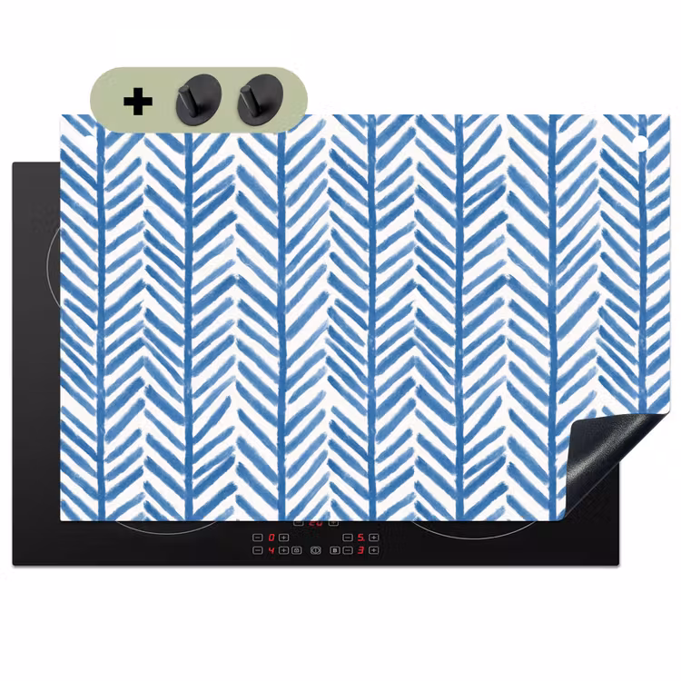 Patroon - Streep - Blauw Inductie beschemer met haakjes klein 777 -3d