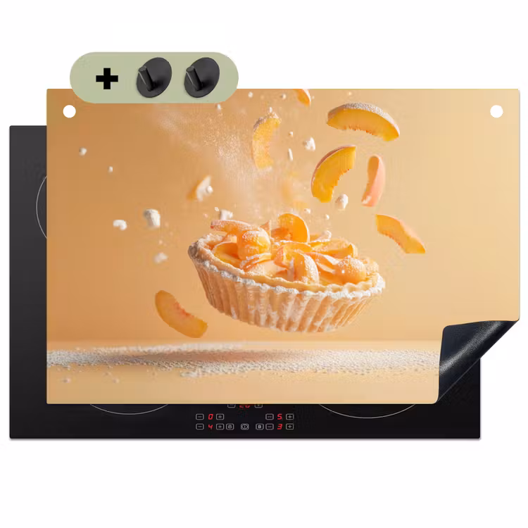 Peach - Eten - Taart - Oranje Inductie beschemer met haakjes klein -3d