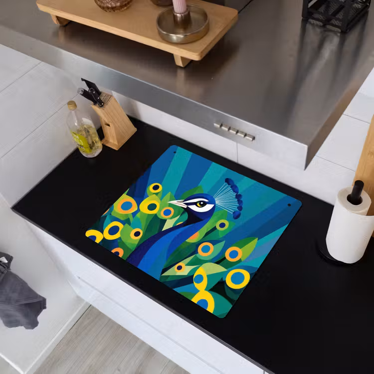 Pauw - Cirkels - Blauw Inductie beschemer met haakjes middel -sfeer1