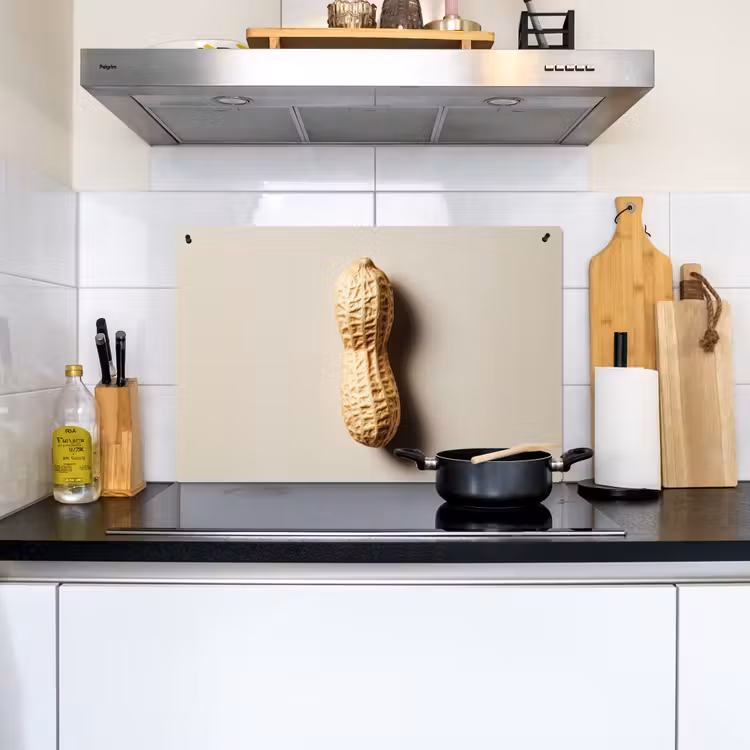 Pinda - Ruw - Beige Inductie beschemer met haakjes klein -sfeer2