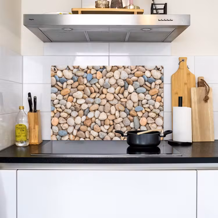 Kiezelstenen - Natuur - Textuur - Beige - Grijs Inductie beschemer met haakjes klein -sfeer2