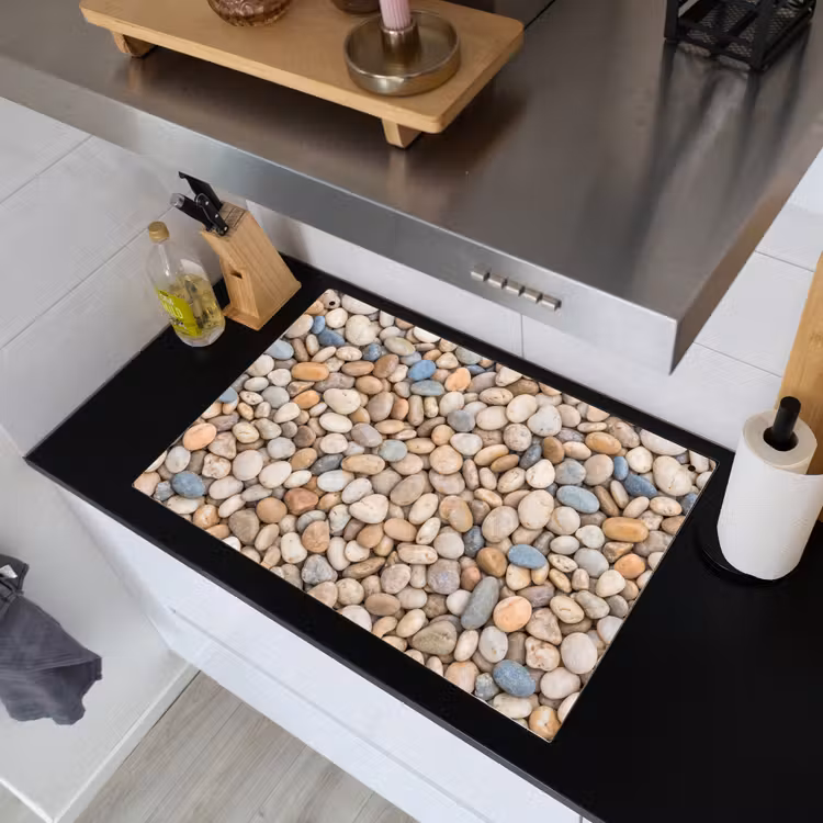 Kiezelstenen - Natuur - Textuur - Beige - Grijs Inductie beschemer met haakjes klein -sfeer1