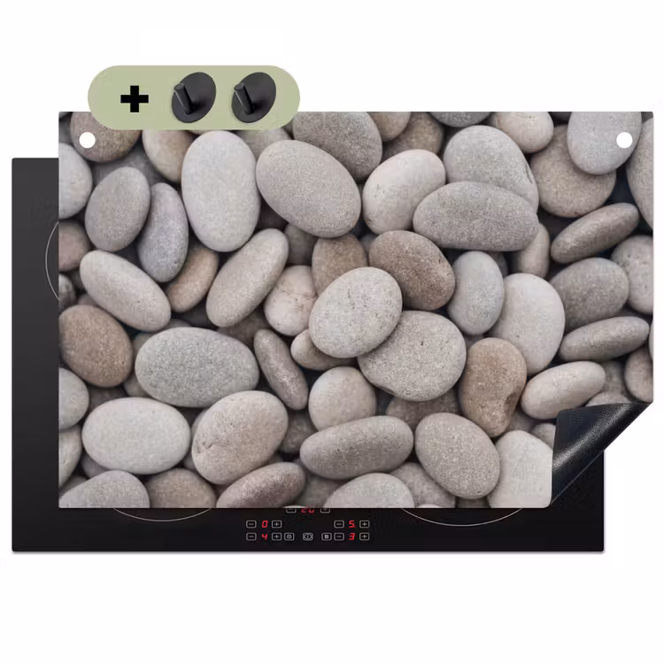 Kiezels - Stenen - Grijs Inductie beschemer met haakjes klein -3d