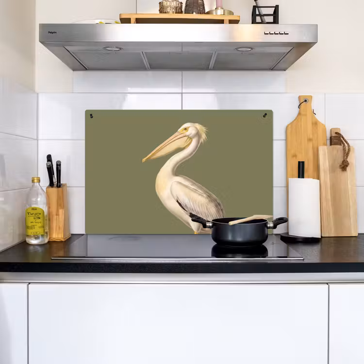 Pelikaan - Wit - Vogel - Klassiek - Natuur Inductie beschemer met haakjes klein -sfeer2