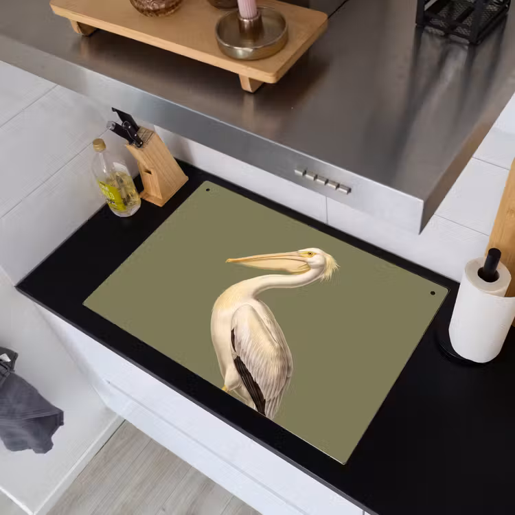Pelikaan - Wit - Vogel - Klassiek - Natuur Inductie beschemer met haakjes klein -sfeer1