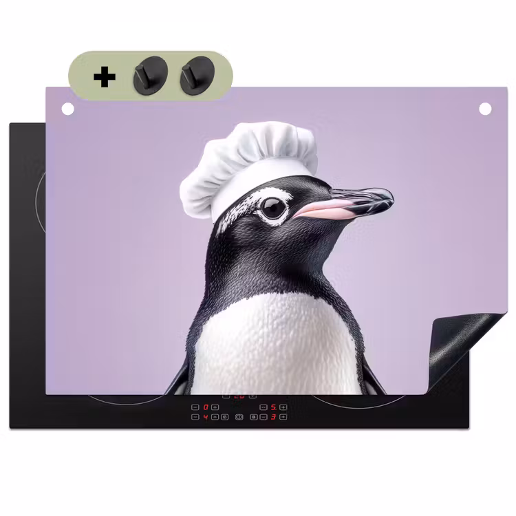Pinguïn - Koksmuts - Lief - Paars Inductie beschemer met haakjes klein -3d
