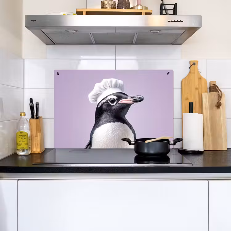 Pinguïn - Koksmuts - Lief - Paars Inductie beschemer met haakjes klein -sfeer2
