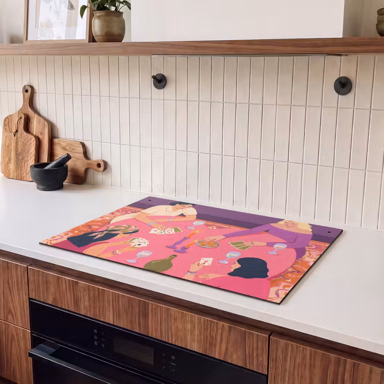 Mensen - Kaartspel - Interieur - Modern - Kleurrijk Inductie beschemer met haakjes klein -sfeer1
