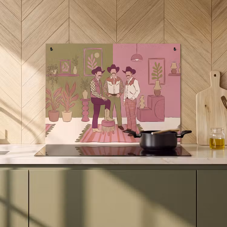 Mensen - Mannen - Hoeden - Retro - Interieur Inductie beschemer met haakjes klein -sfeer2