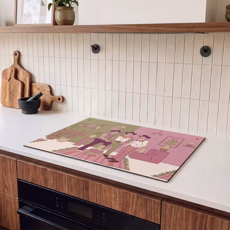 Mensen - Mannen - Hoeden - Retro - Interieur Inductie beschemer met haakjes klein -sfeer1