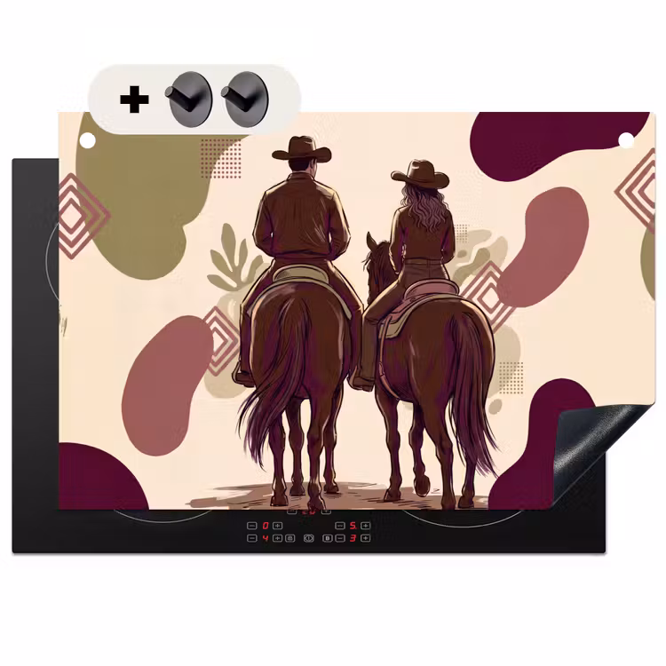Mensen - Ruiters - Western - Illustratie - Bruin Inductie beschemer met haakjes klein -3d