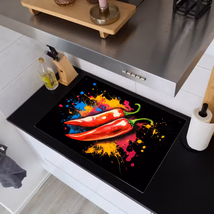Peper - Graffiti - Verf - Abstract - Modern - Kleurrijk Inductie beschemer met haakjes klein -sfeer1