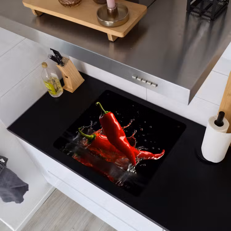 Peper - Rood - Zwart - Water - Groente Inductie beschemer met haakjes middel -sfeer1