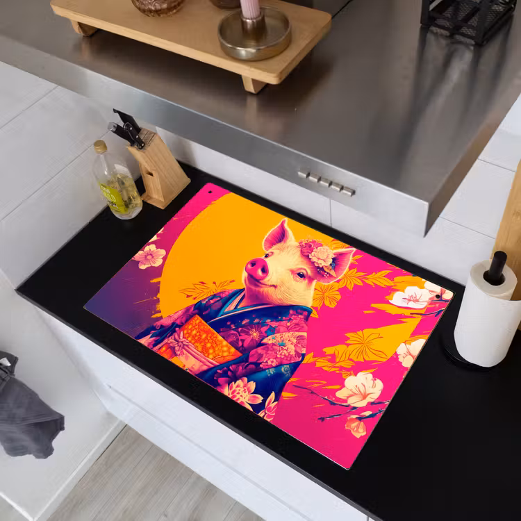 Varken - Bloemkroon - Kimono - Abstract Inductie beschemer met haakjes klein -sfeer1