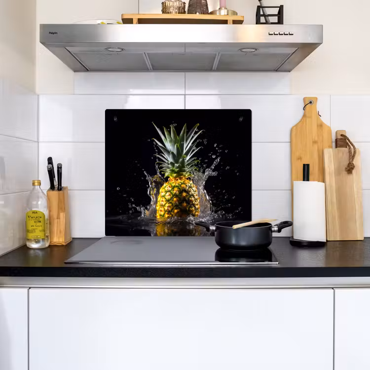Ananas - Fruit - Water - Planten - Zwart Inductie beschemer met haakjes middel -sfeer2