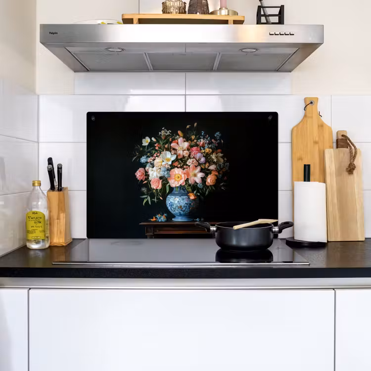 Roze - Bloemen - Vaas - Kleuren Inductie beschemer met haakjes klein -sfeer2