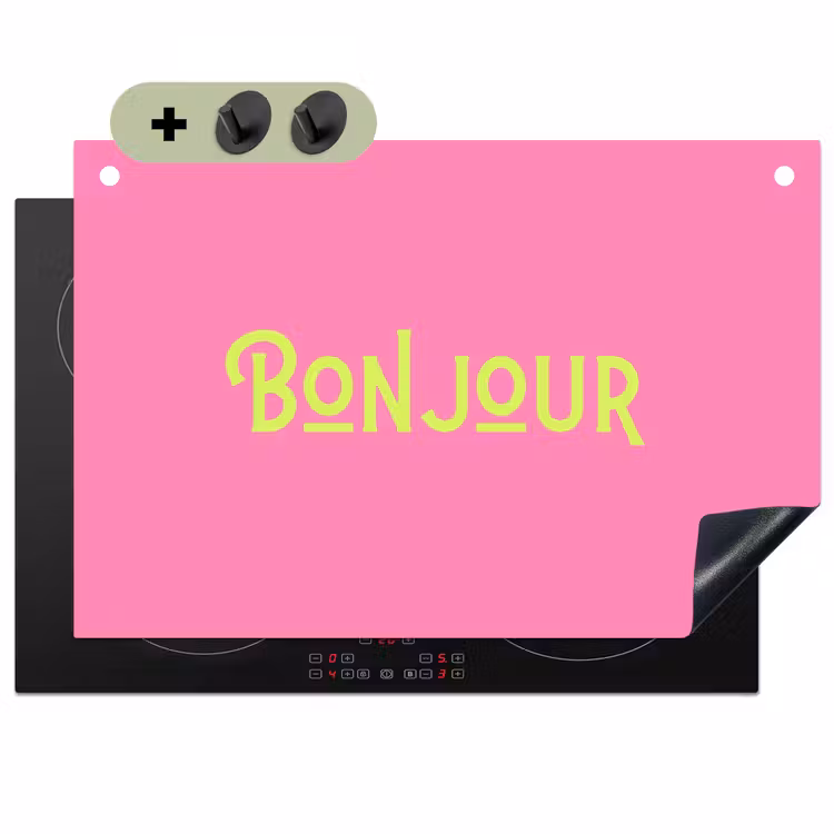 Roze - Groene Bonjour - art-deco Inductie beschemer met haakjes klein -3d