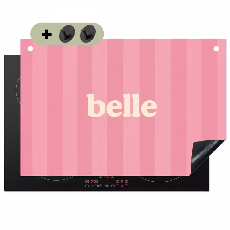 Roze - Gestreept - Belle Inductie beschemer met haakjes klein -3d