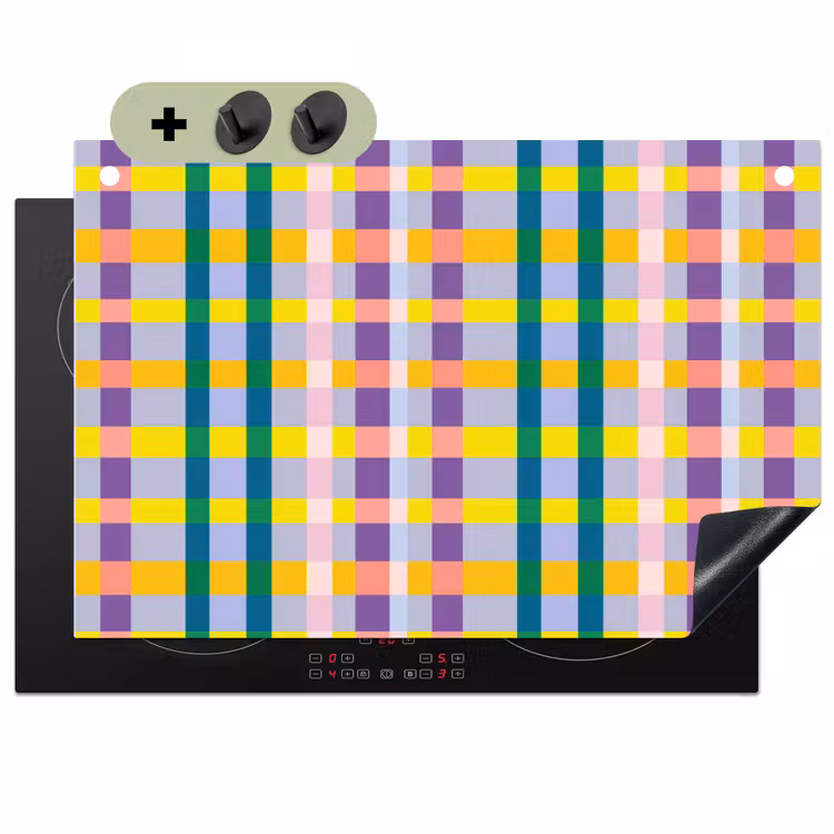 Ruit - Patroon - Kleurrijk Inductie beschemer met haakjes klein 777 -3d