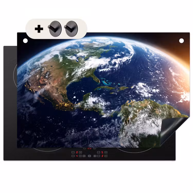 Induction Hob Cover & Splashback (2-in-1) - Planet - Space - Cosmos - Planeet - Ruimte - Kosmos Inductie beschemer met haakjes klein