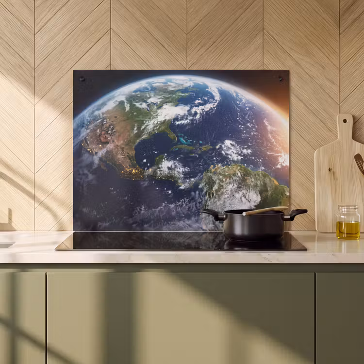 Induction Hob Cover & Splashback (2-in-1) - Planet - Space - Cosmos - Planeet - Ruimte - Kosmos Inductie beschemer met haakjes klein