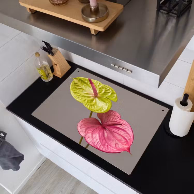 Planten - Anthurium - Groen - Roze Inductie beschemer met haakjes klein -sfeer1