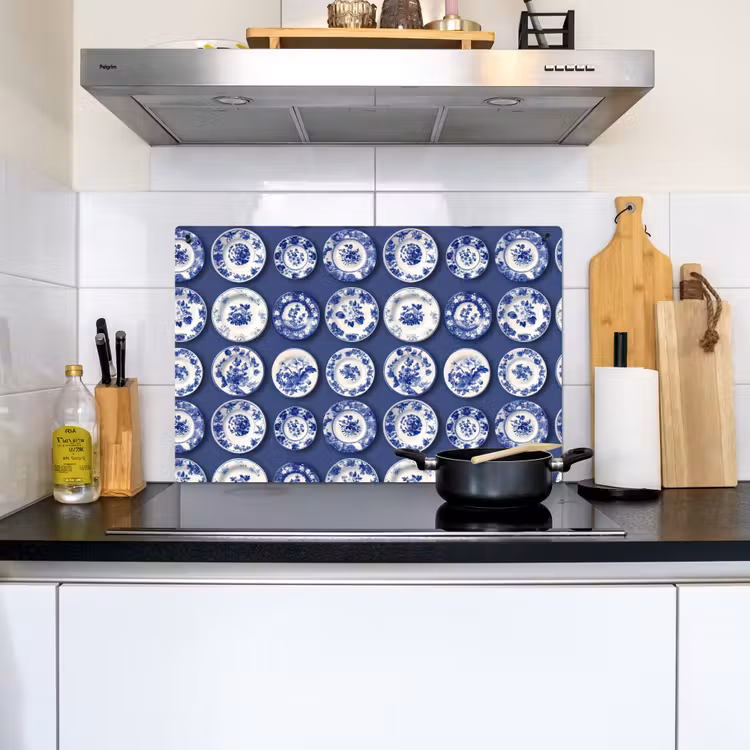 Borden - Floraal - Blauw Inductie beschemer met haakjes klein 777 -sfeer2