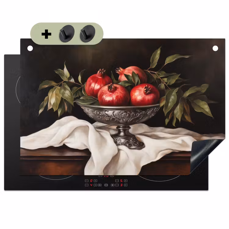 Granaatappels - Klassiek - Vintage Inductie beschemer met haakjes klein -3d