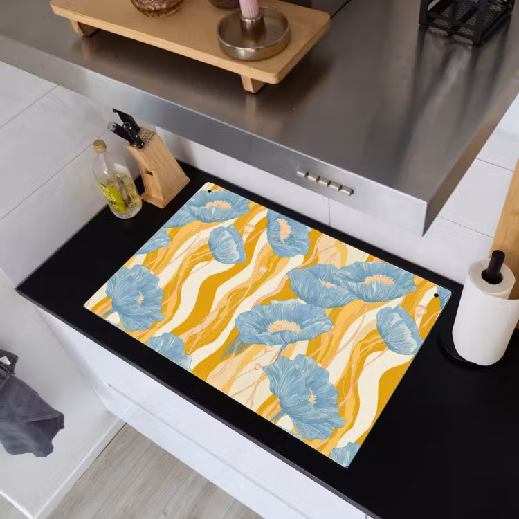 Papavers - Botanisch - Blauw Inductie beschemer met haakjes klein 777 -sfeer1