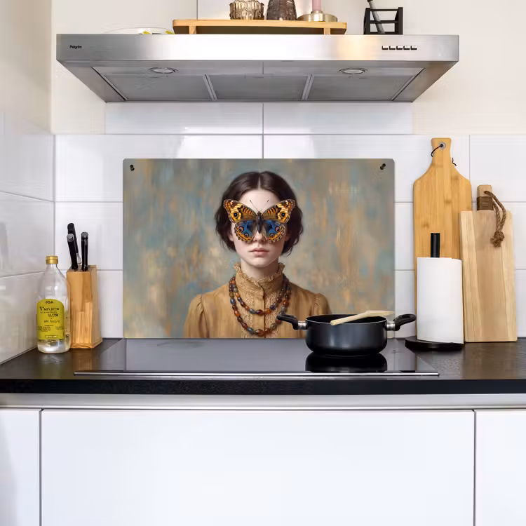 Portret - Vlinder - Kleurrijk Inductie beschemer met haakjes klein -sfeer2