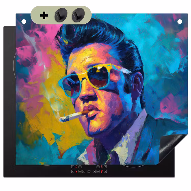 Portret - Sigaret - Kleurrijk - Bril Inductie beschemer met haakjes middel -3d