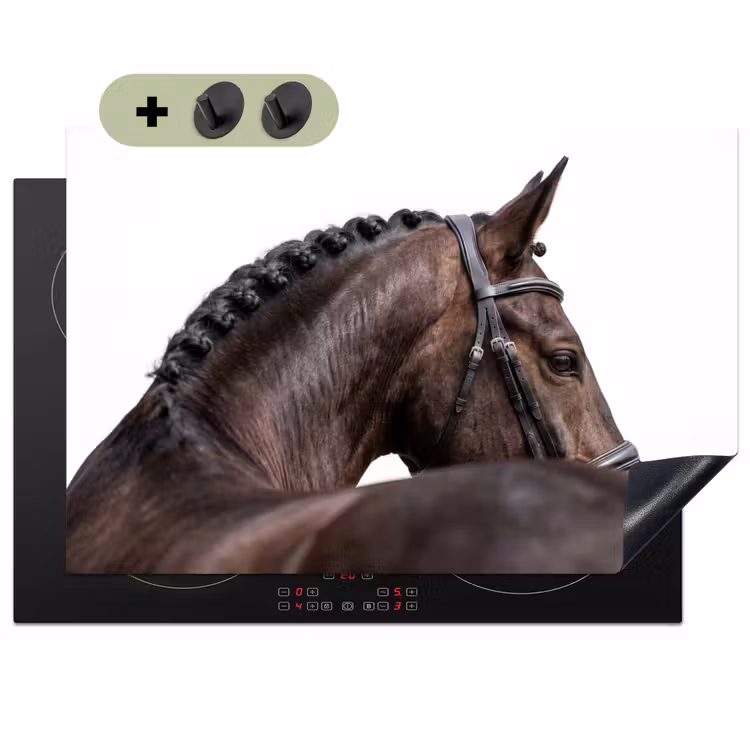 Portret - Paard - Elegant Inductie beschemer met haakjes klein -3d