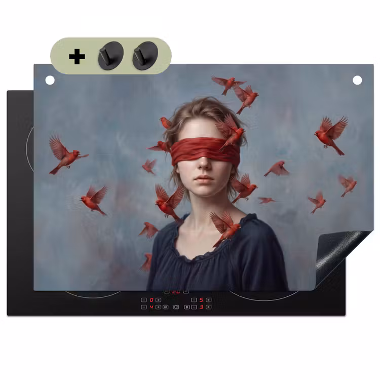 Portret - Krachtig - Rood Inductie beschemer met haakjes klein -3d