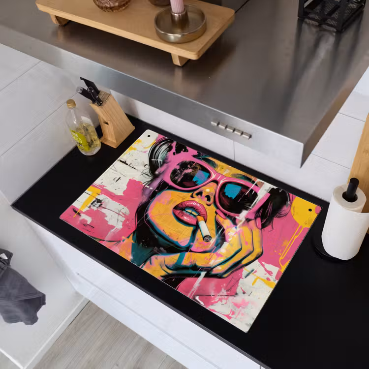 Portret - Vrouw - Abstract - Zonnebril Inductie beschemer met haakjes klein -sfeer1