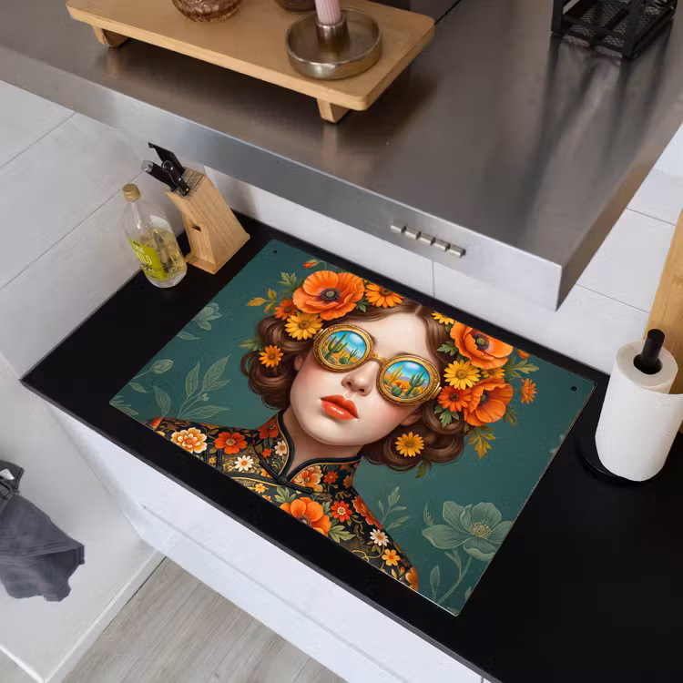 Portret - Vrouw - Kleurrijk - Expressief Inductie beschemer met haakjes klein -sfeer1