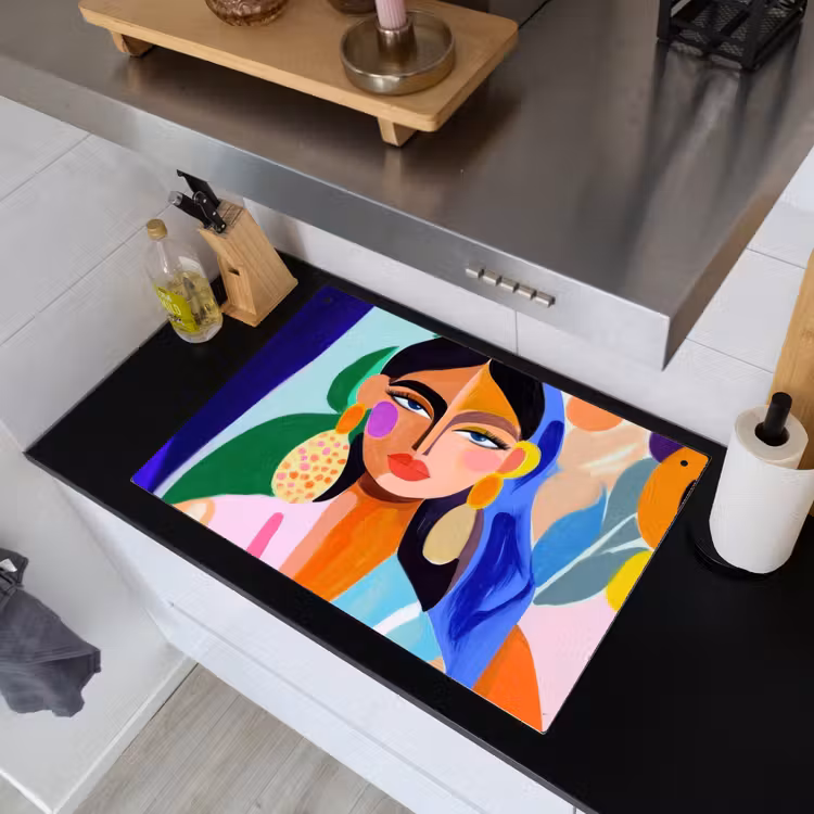 Portret - Vrouw - Modern Inductie beschemer met haakjes klein -sfeer1