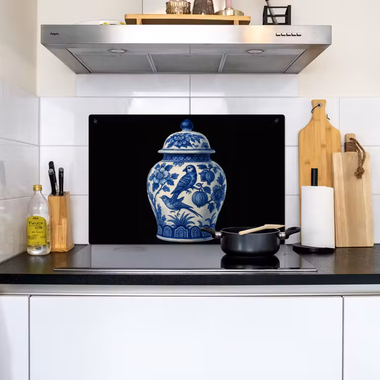 Pot - Delfts Blauw - Bloemen Inductie beschemer met haakjes klein -sfeer2