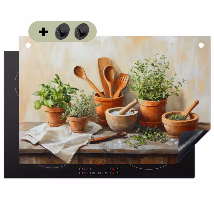 Potten - Kruiden - Hout Inductie beschemer met haakjes klein -3d