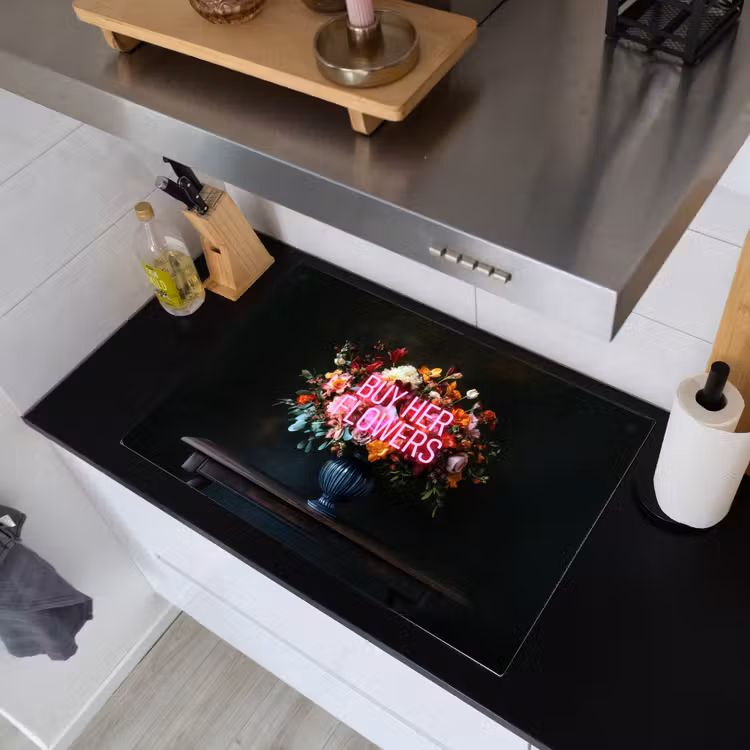 Quote - Bloemen - Vaas - Neon Inductie beschemer met haakjes klein -sfeer1
