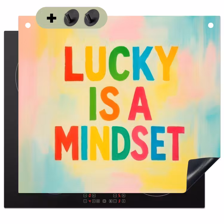 Quote - Lucky - Regenboogkleuren Inductie beschemer met haakjes middel -3d