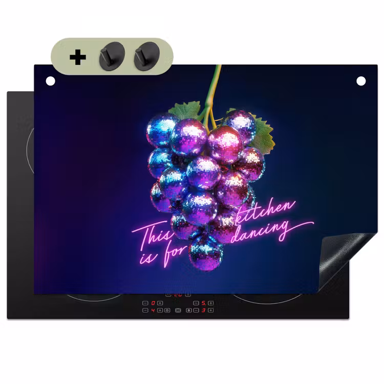 Quote - Neon - Disco - Druiven Inductie beschemer met haakjes klein -3d