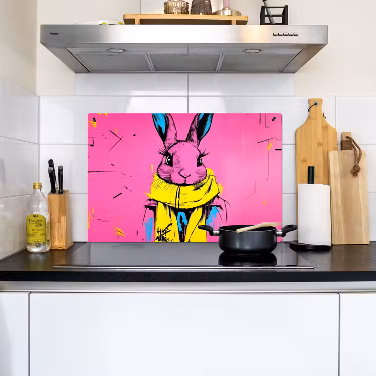 Konijn - Felroze - Sjaal - Abstract Inductie beschemer met haakjes klein -sfeer2