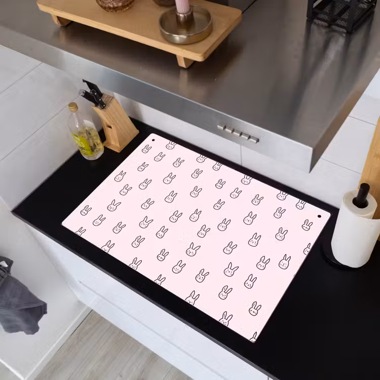 Konijnen - Minimalistisch - Roze Inductie beschemer met haakjes klein 777 -sfeer1