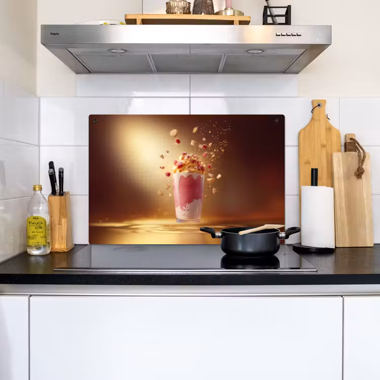 Framboos - Smoothie - Drinken - Roze Inductie beschemer met haakjes klein -sfeer2