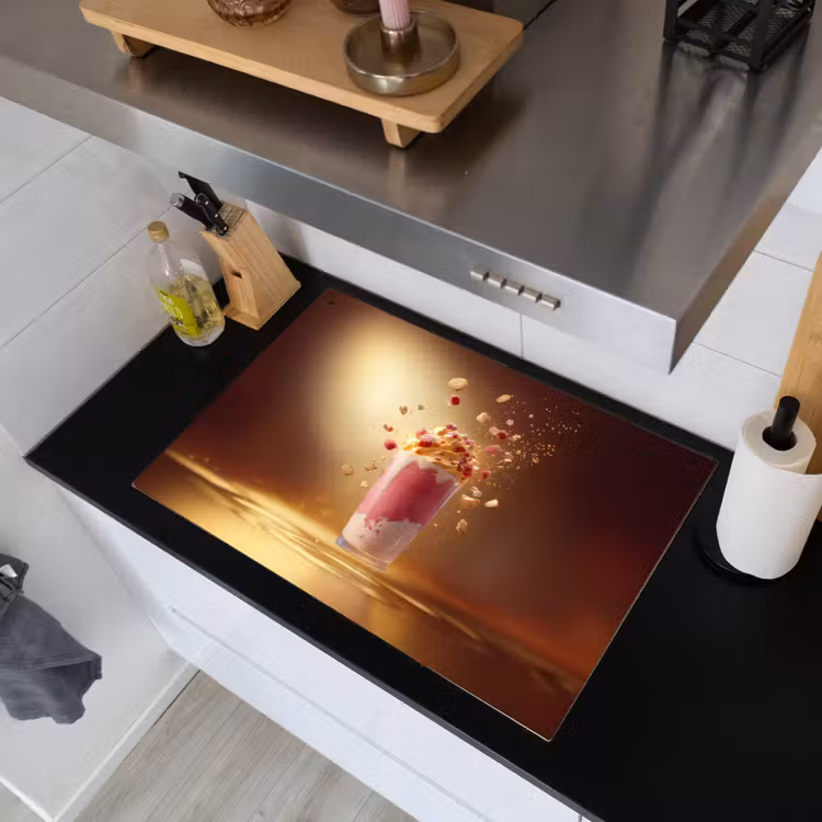 Framboos - Smoothie - Drinken - Roze Inductie beschemer met haakjes klein -sfeer1