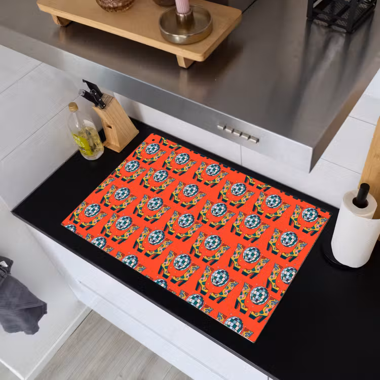Rood - Disco - Patroon Inductie beschemer met haakjes klein 777 -sfeer1