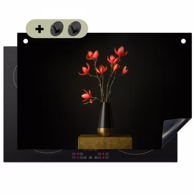 Rode - Bloemen - Vaas Inductie beschemer met haakjes klein -3d