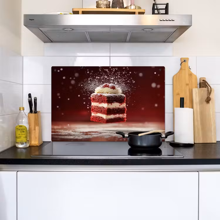 Rode - Velvet - Taart - Eten Inductie beschemer met haakjes klein -sfeer2