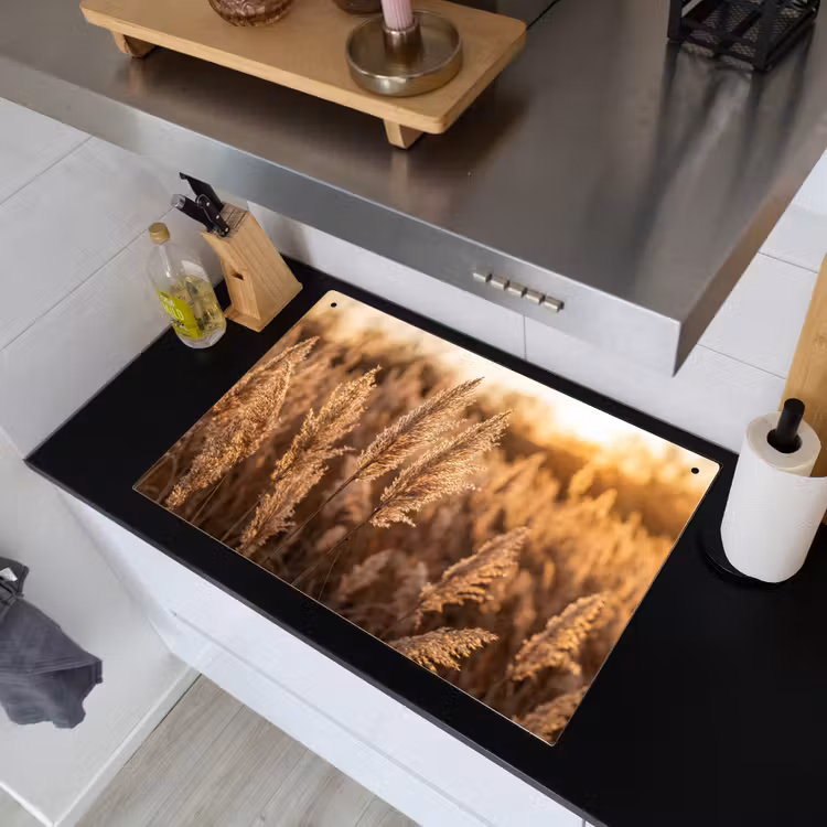 Rietpluimen - Gras - Zonsondergang - Goud - Serene Inductie beschemer met haakjes klein -sfeer1