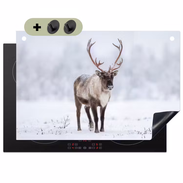 Rendier - Gewei - Toendra - Sneeuw - Wild Inductie beschemer met haakjes klein -3d